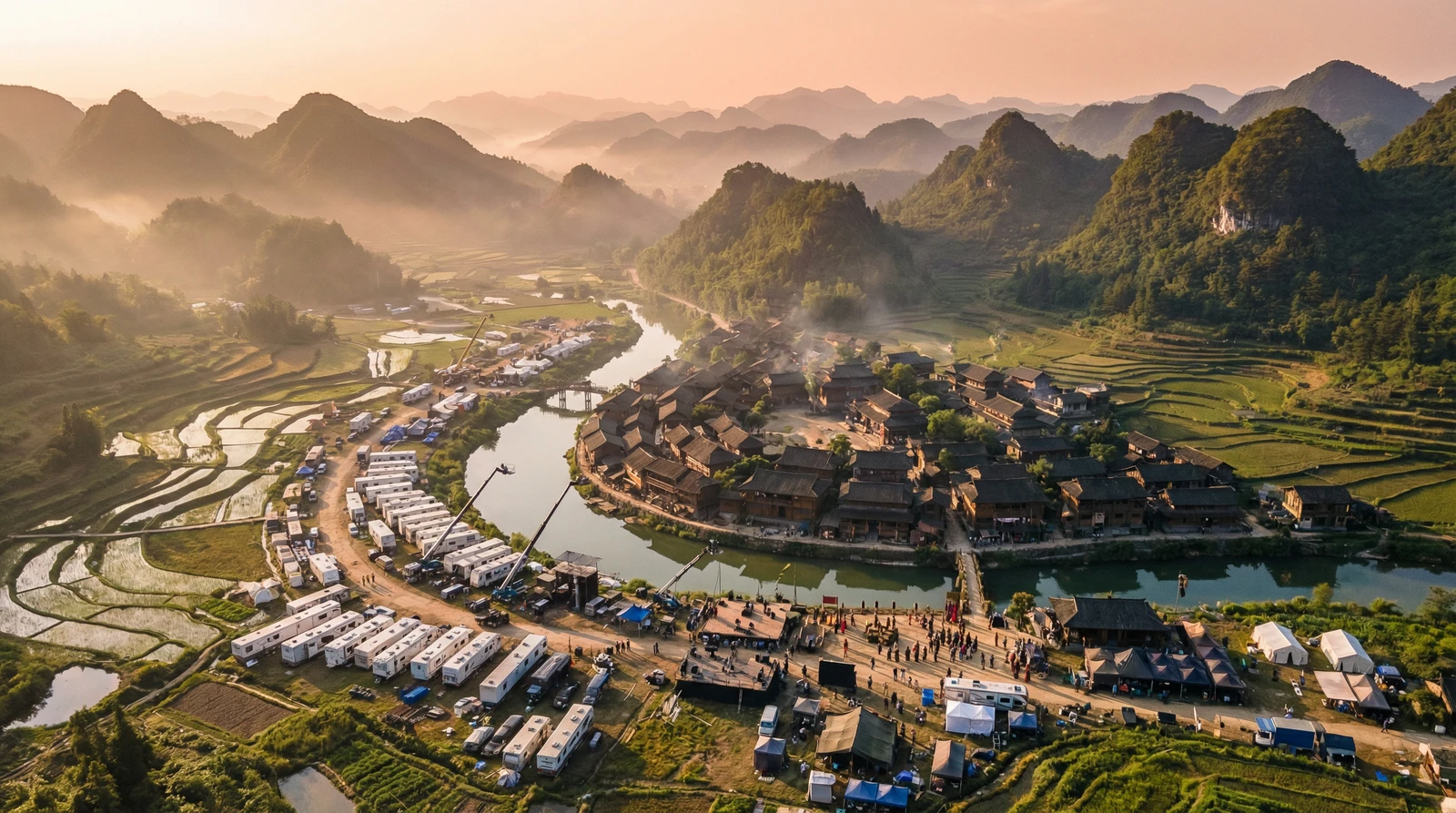 蘑菇视频海角社区栏目航拍外景拍摄基地全景